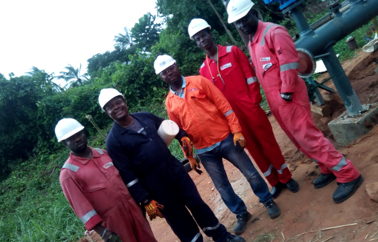 Pipeline inspection field team during Addax project activity