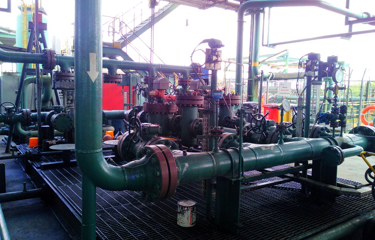 Production facility pipework and valves during Aiteo project activity