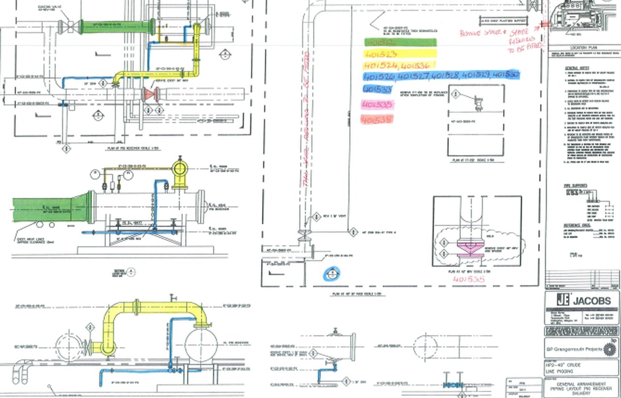 Engineering drawing from the INEOS pig trap refurbishment project